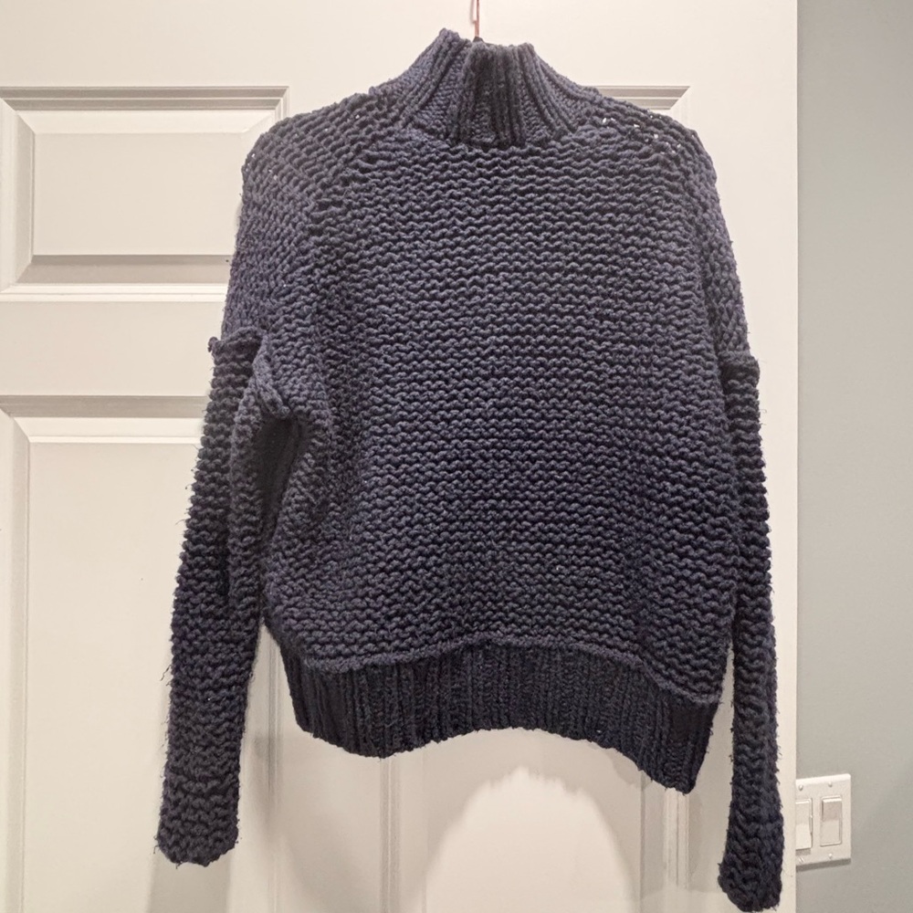 Free People Chunky Cowl Neck Sweater - Navy